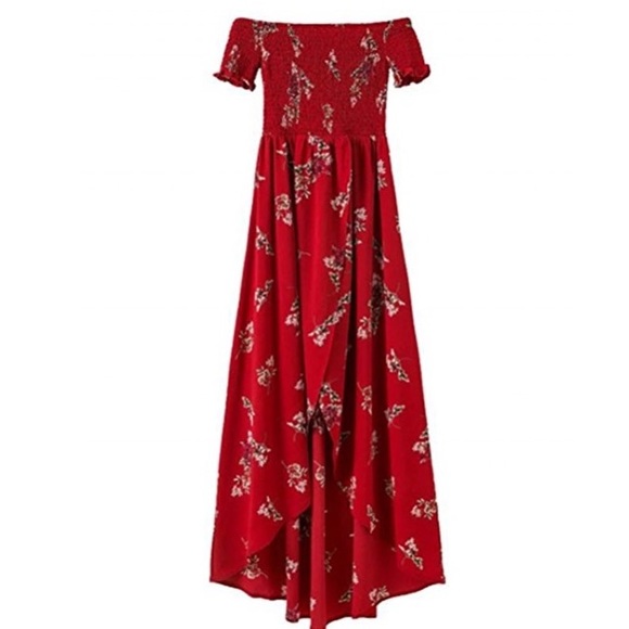 Off The Shoulder Chiffon Floral Maxi Dress - Picture 3 of 3